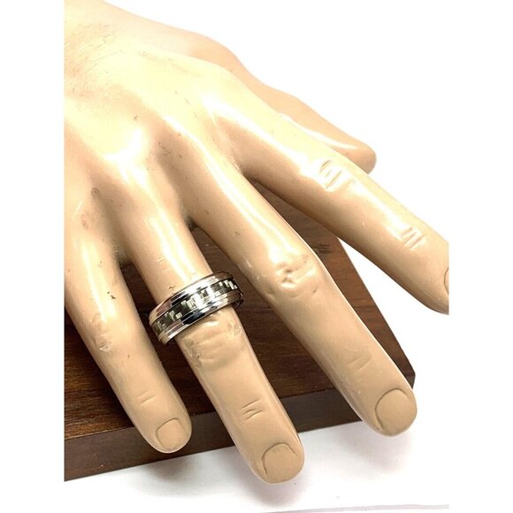 Men's Wedding Band Cobalt Chrome Benchmark Gray Silver 9mm Wide Ring Size 11 - Picture 5 of 14